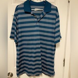 Nike Golf Tour Performance Dri Fit Blue Striped Short Sleeve Polo Shirt